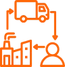 Icon representing integration solutions for manufacturing and logistics industries
