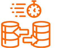 Icon representing real-time data integration and synchronization for enterprise systems